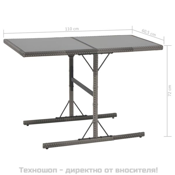 Градински комплект с възглавници, 7 части, полиратан, сив