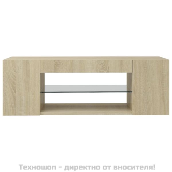 ТВ шкаф с LED осветление, дъб сонома, 90x39x30 см