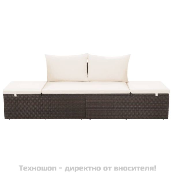 Градинско легло, кафяво, 195x60 см, полиратан