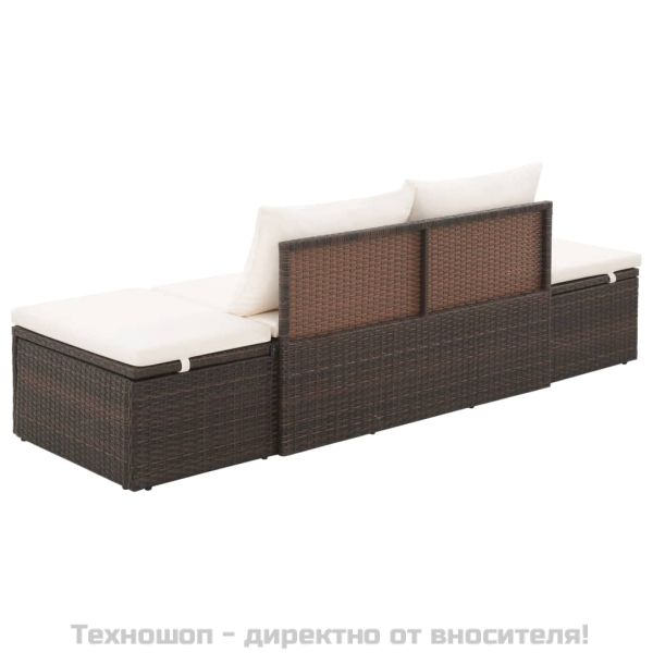 Градинско легло, кафяво, 195x60 см, полиратан