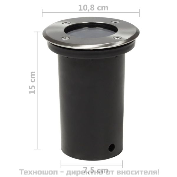 Градинско осветително тяло за вграждане в земята, кръгло - 3 бр