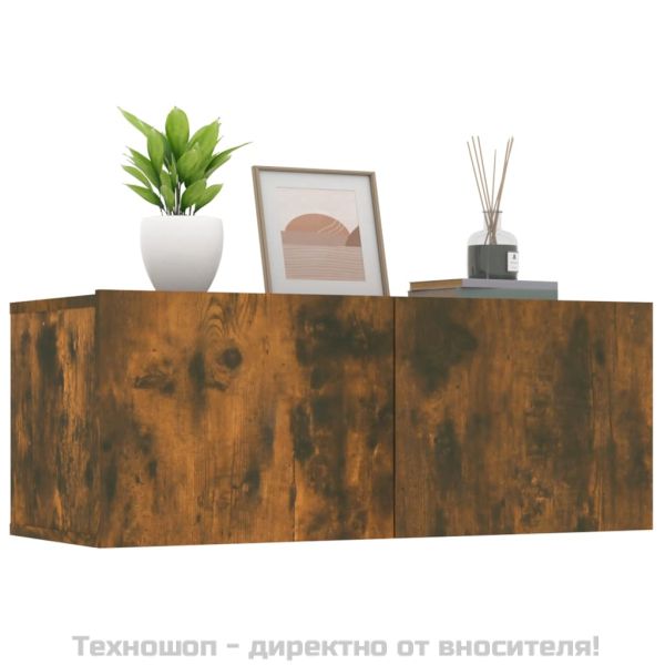 ТB шкафове, 2 бр, опушен дъб, 80x30x30 см, инженерно дърво