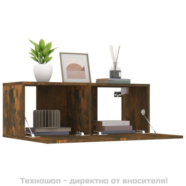 ТB шкафове, 2 бр, опушен дъб, 80x30x30 см, инженерно дърво