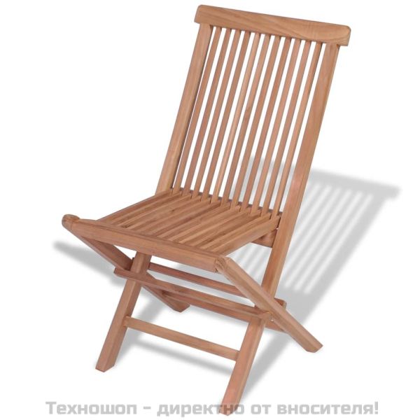 Сгъваеми градински столове, 4 бр, тиково дърво масив