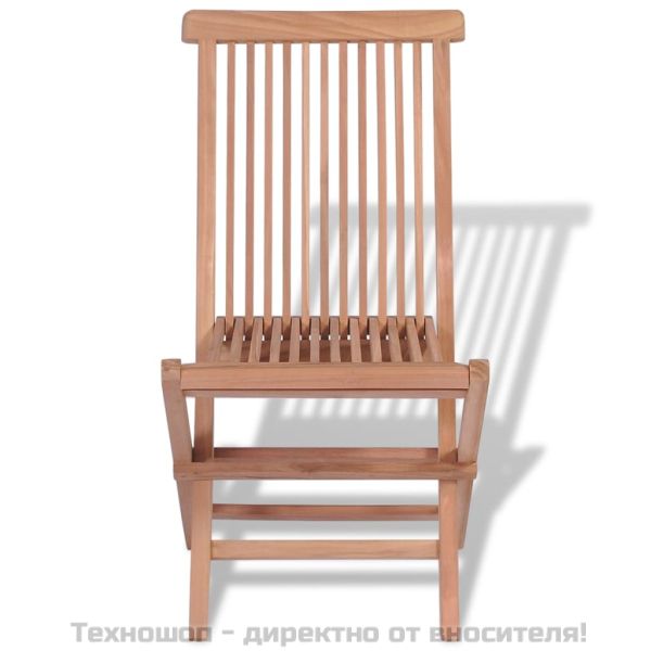 Сгъваеми градински столове, 4 бр, тиково дърво масив