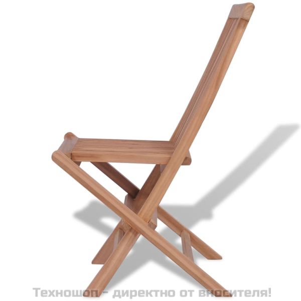 Сгъваеми градински столове, 4 бр, тиково дърво масив