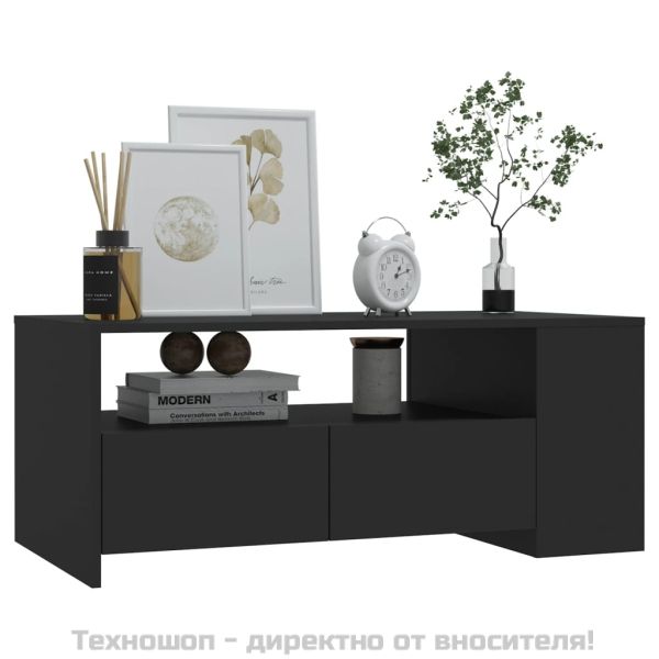 Кафе маса, черна, 102x55x42 см, инженерно дърво