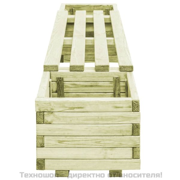 Градинска пейка със саксии, импрегнирана борова дървесина