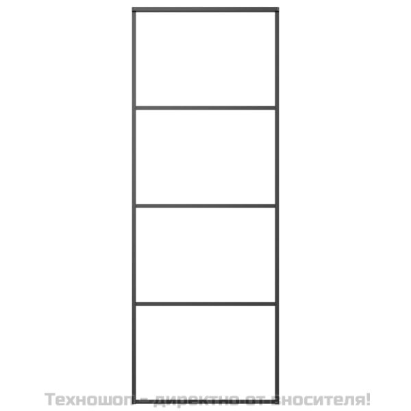 Плъзгаща се врата матирано ESG стъкло/алуминий 76x205 см черна