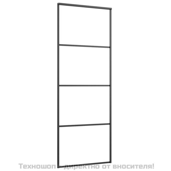 Плъзгаща се врата матирано ESG стъкло/алуминий 76x205 см черна
