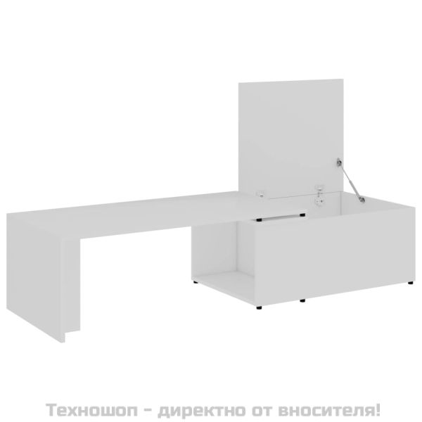 Маса за кафе, бяла, 150x50x35 см, инженерно дърво