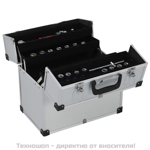 Куфар за инструменти 38x22,5x34 см сребрист алуминий