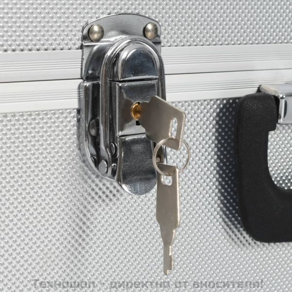 Куфар за инструменти 38x22,5x34 см сребрист алуминий