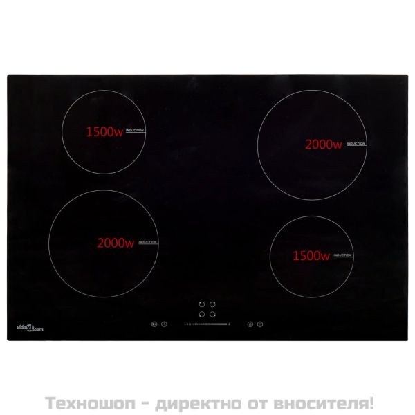 Индукционен плот с 4 котлона, сензорен контрол, 77 см, 7000 W