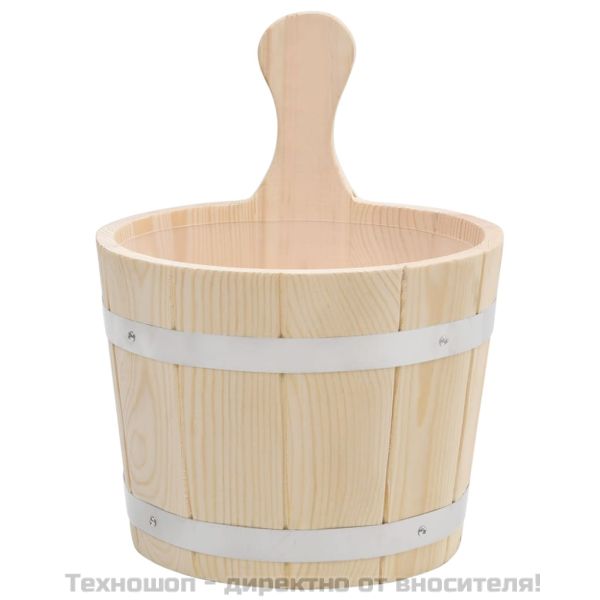 Комплект кофа и черпак за сауна, масивно борово дърво