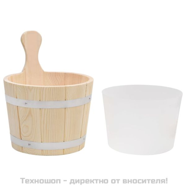 Комплект кофа и черпак за сауна, масивно борово дърво