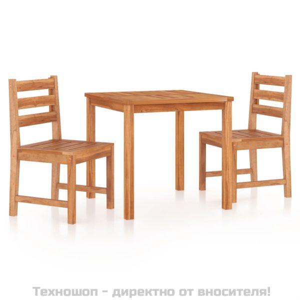Градински трапезен комплект, 3 части, тиково дърво масив