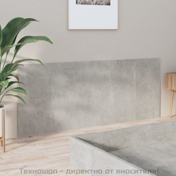 Горна табла за легло бетонно сива 200x1,5x80 см инженерно дърво