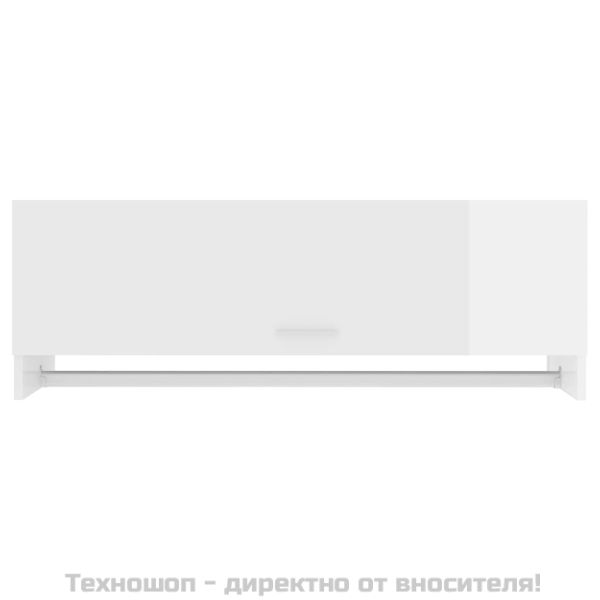 Гардероб, бял гланц, 100x32,5x35 см, инженерно дърво