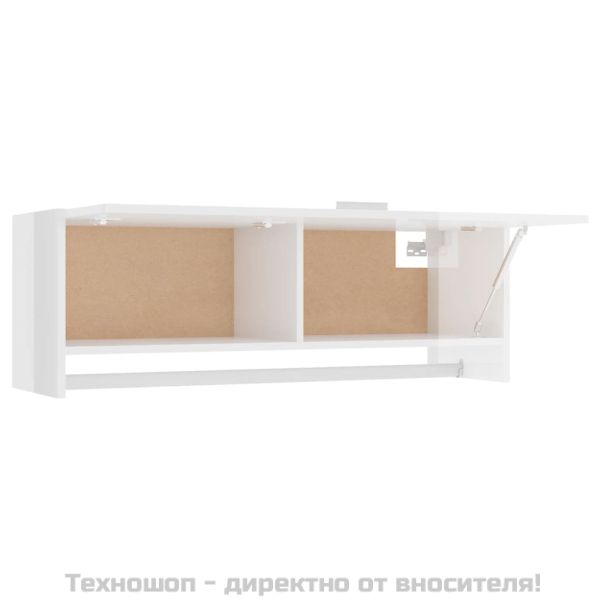 Гардероб, бял гланц, 100x32,5x35 см, инженерно дърво