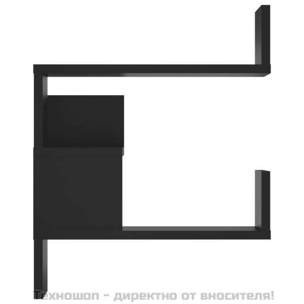 Стенен ъглов рафт, черен, 40x40x50 см, инженерно дърво
