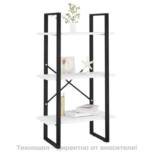 Стелаж за съхранение, бял, 60x30x105 см, инженерно дърво