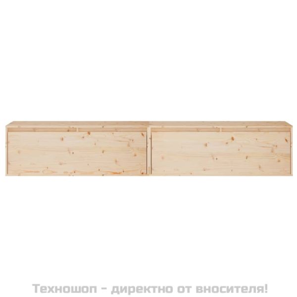 Стенни шкафове, 2 бр, 100x30x35 см, борово дърво масив