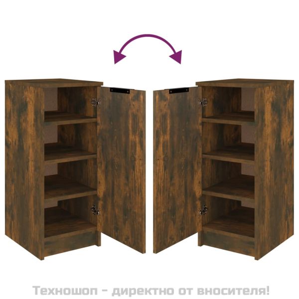 Шкаф за обувки, опушен дъб, 30x35x70 см, инженерно дърво