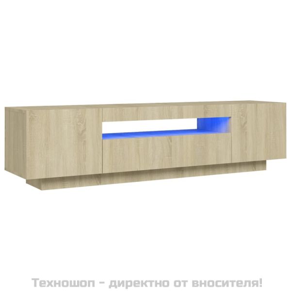 ТВ шкаф с LED осветление, дъб сонома, 160x35x40 см