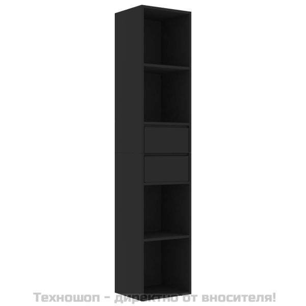 Шкаф библиотека, черен, 36x30x171 см, инженерно дърво
