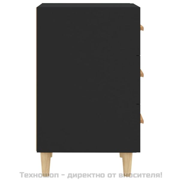 Нощно шкафче, черно, 40x40x66 см, инженерно дърво