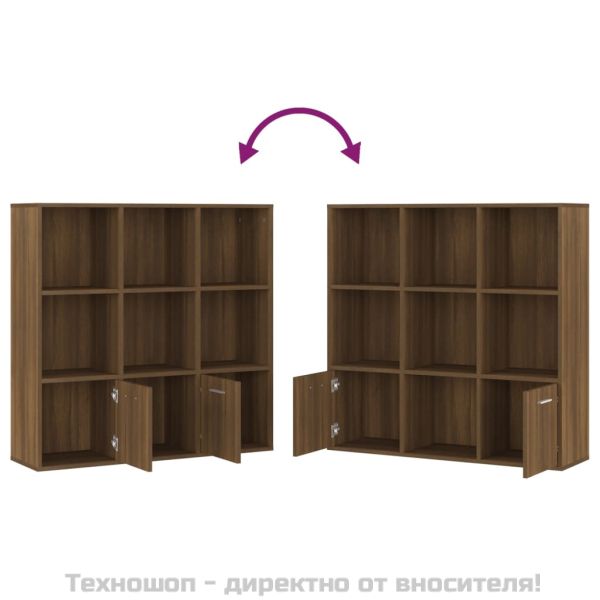 Библиотека, кафяв дъб, 98x30x98 см