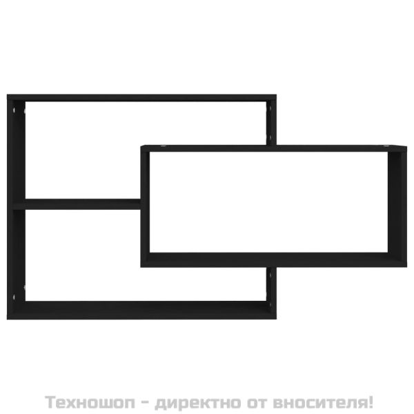 Стенни рафтове, черни, 104x20x58,5 см, инженерно дърво