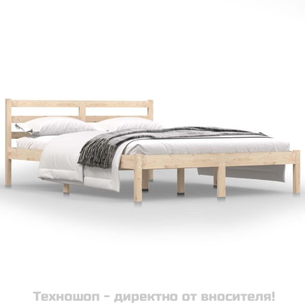 Рамка за легло, масивно дърво бор, 135x190 см, двойна
