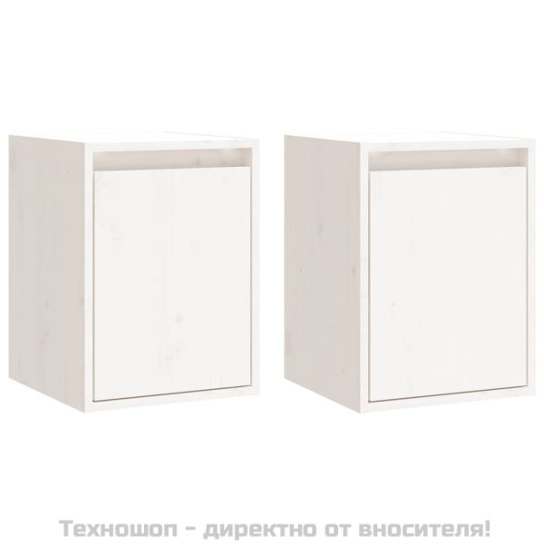 Стенни шкафове, 2 бр, бели, 30x30x40 см, бор масив
