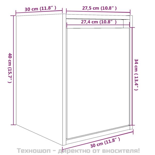 Стенни шкафове, 2 бр, бели, 30x30x40 см, бор масив