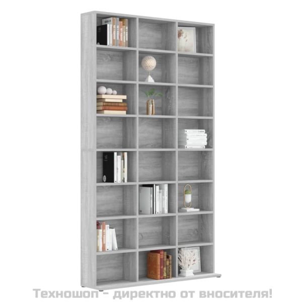 Етажерка за дискове сив сонома 102x23x177,5 см инженерно дърво