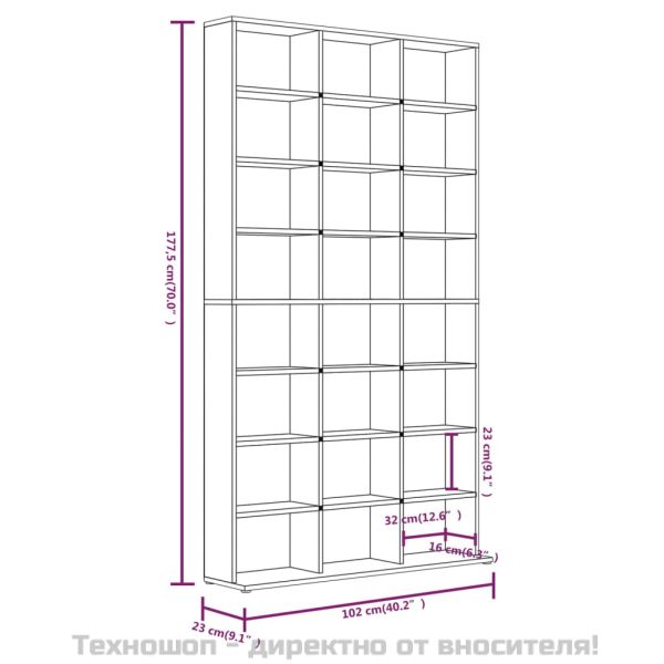 Етажерка за дискове сив сонома 102x23x177,5 см инженерно дърво