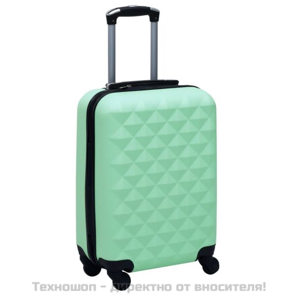 Комплект твърди куфари с колелца, 2 бр, мента, ABS