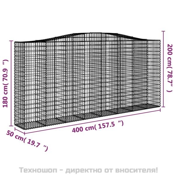Дъговидна габионна кошница 400x50x180/200 см поцинковано желязо