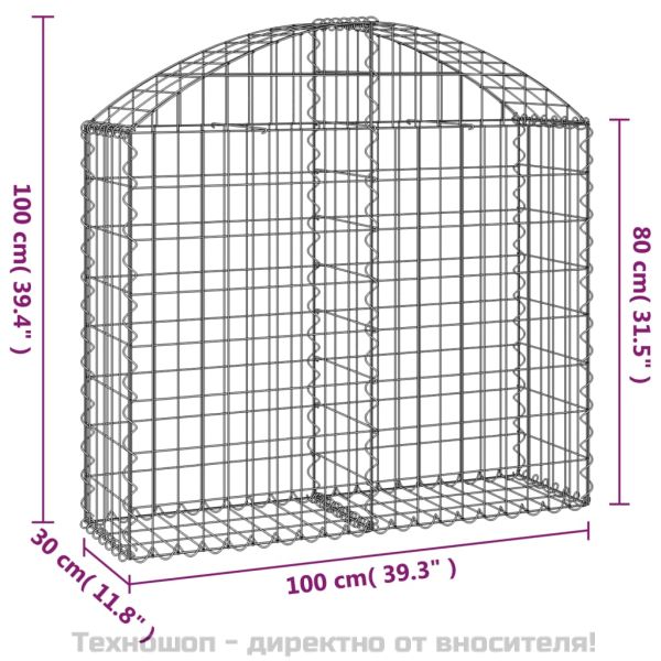 Дъговидна габионна кошница 100x30x80/100 см поцинковано желязо