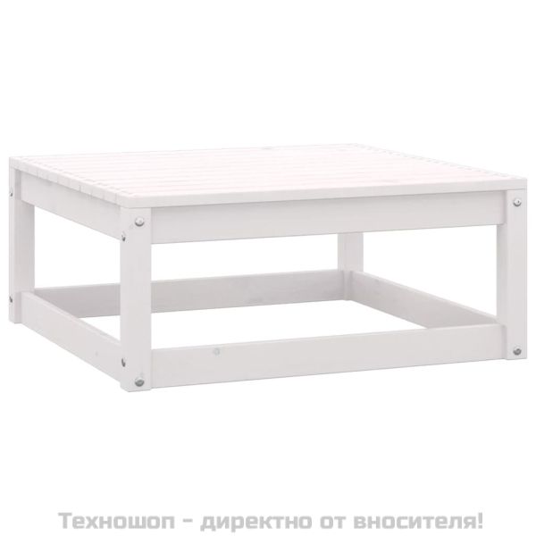 Градински лаундж комплект 2 части с възглавници бял бор масив