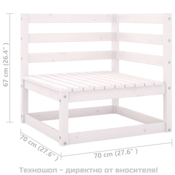 Градински лаундж комплект 2 части с възглавници бял бор масив