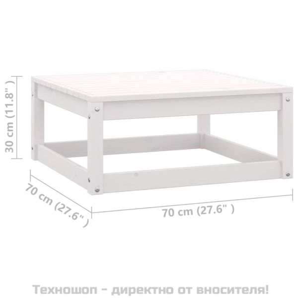 Градински лаундж комплект 2 части с възглавници бял бор масив