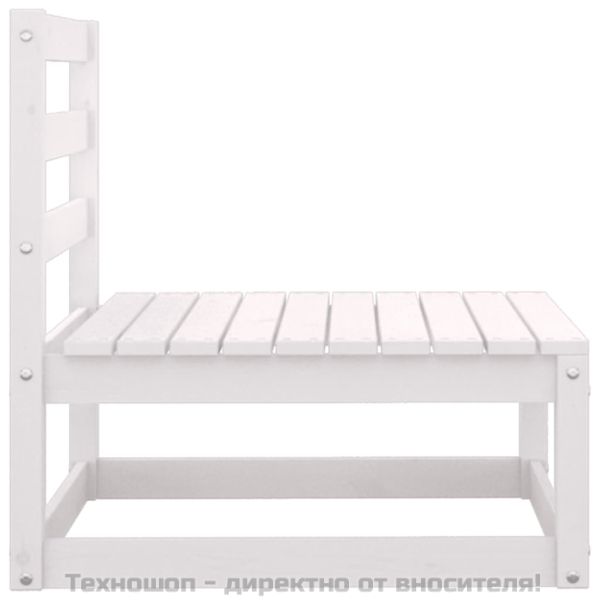 Градински лаундж комплект 3 части с възглавници бял бор масив