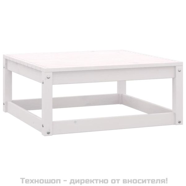 Градински лаундж комплект 3 части с възглавници бял бор масив