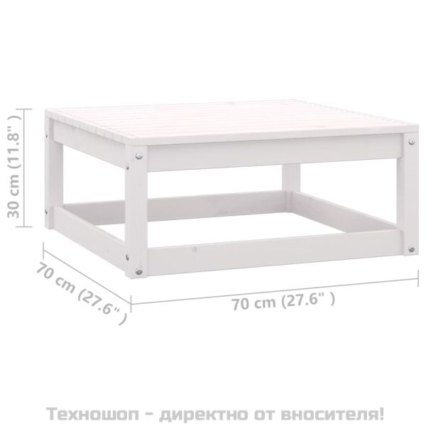 Градински лаундж комплект 3 части с възглавници бял бор масив