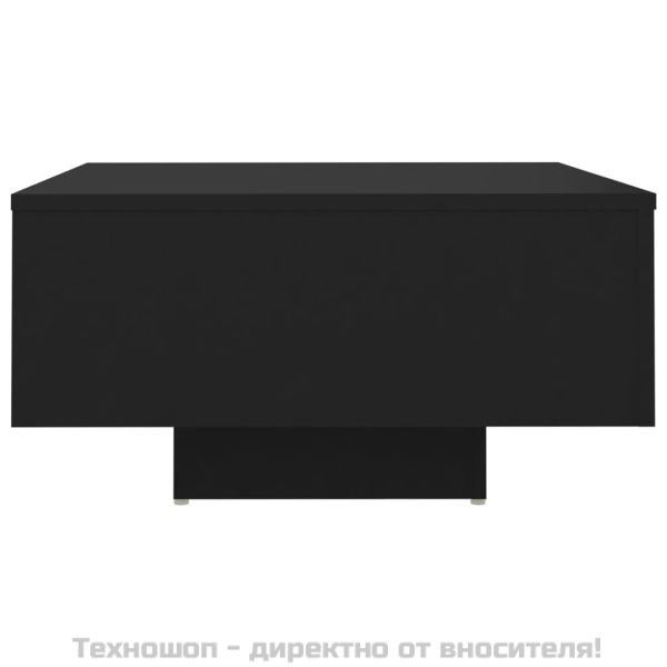 Маса за кафе, черна, 60x60x31,5 см, инженерно дърво