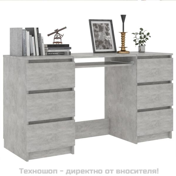 Писалище, бетонно сиво, 140x50x77 см, инженерно дърво