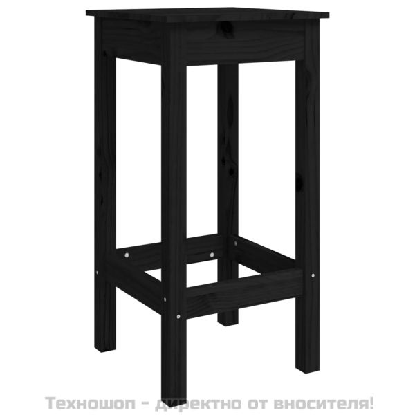 Бар столове 2 бр черни 40x40x78 см борово дърво масив